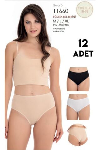 Berrak 11660 (M-L-XL) Bayan Yüksek Bel Külot 12'li