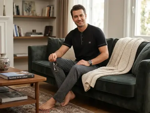 Kapitex 5907 (M-L-XL-XXL) Erkek Kısa Kol Pijama Takım 4'lü