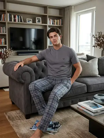 Kapitex 5907 (M-L-XL-XXL) Erkek Kısa Kol Pijama Takım 4'lü