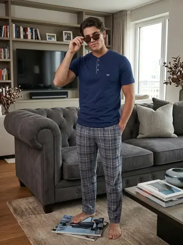 Kapitex 5907 (M-L-XL-XXL) Erkek Kısa Kol Pijama Takım 4'lü