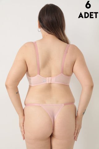 Love Secret Brodeli 5003 C Cup Balenli Desteksiz Bayan Sütyen Takım 6'lı