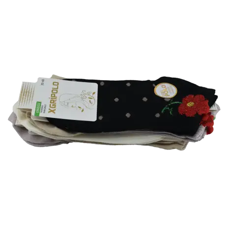 XGRİ POLO 9-1 (35-40) Bayan Taşlı Modelli Penye Patik 12'li