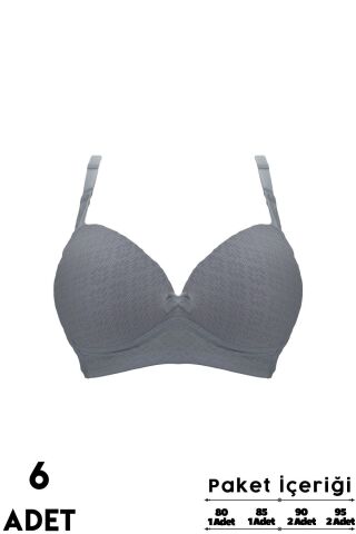 Liza 2150 Balensiz Jakarlı B Cup Desteksiz Bayan Sütyen 6'lı