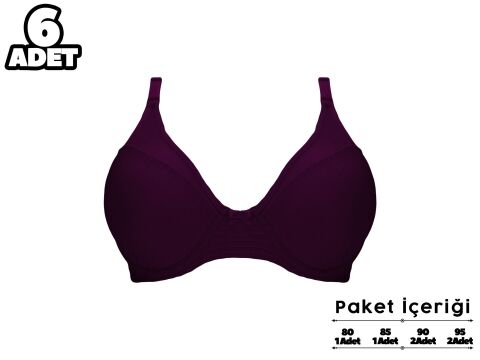 Liza 2250 Balenli Desteksiz Yarım Kulaklı Sütyen 6'lı