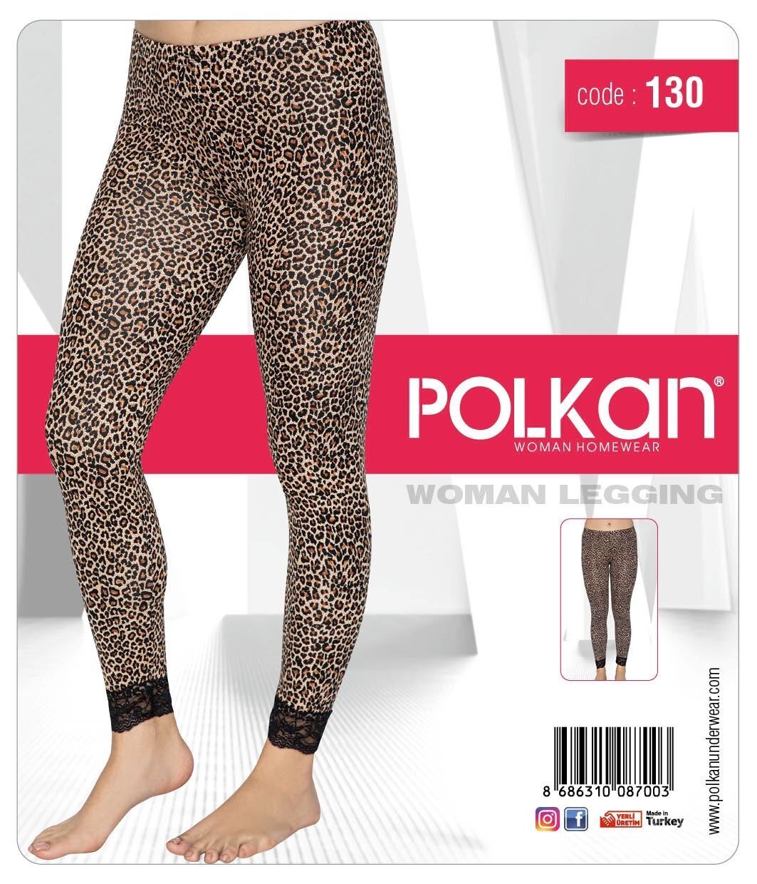 Polkan 130 Dantelli Leopar Desenli Bayan Tayt