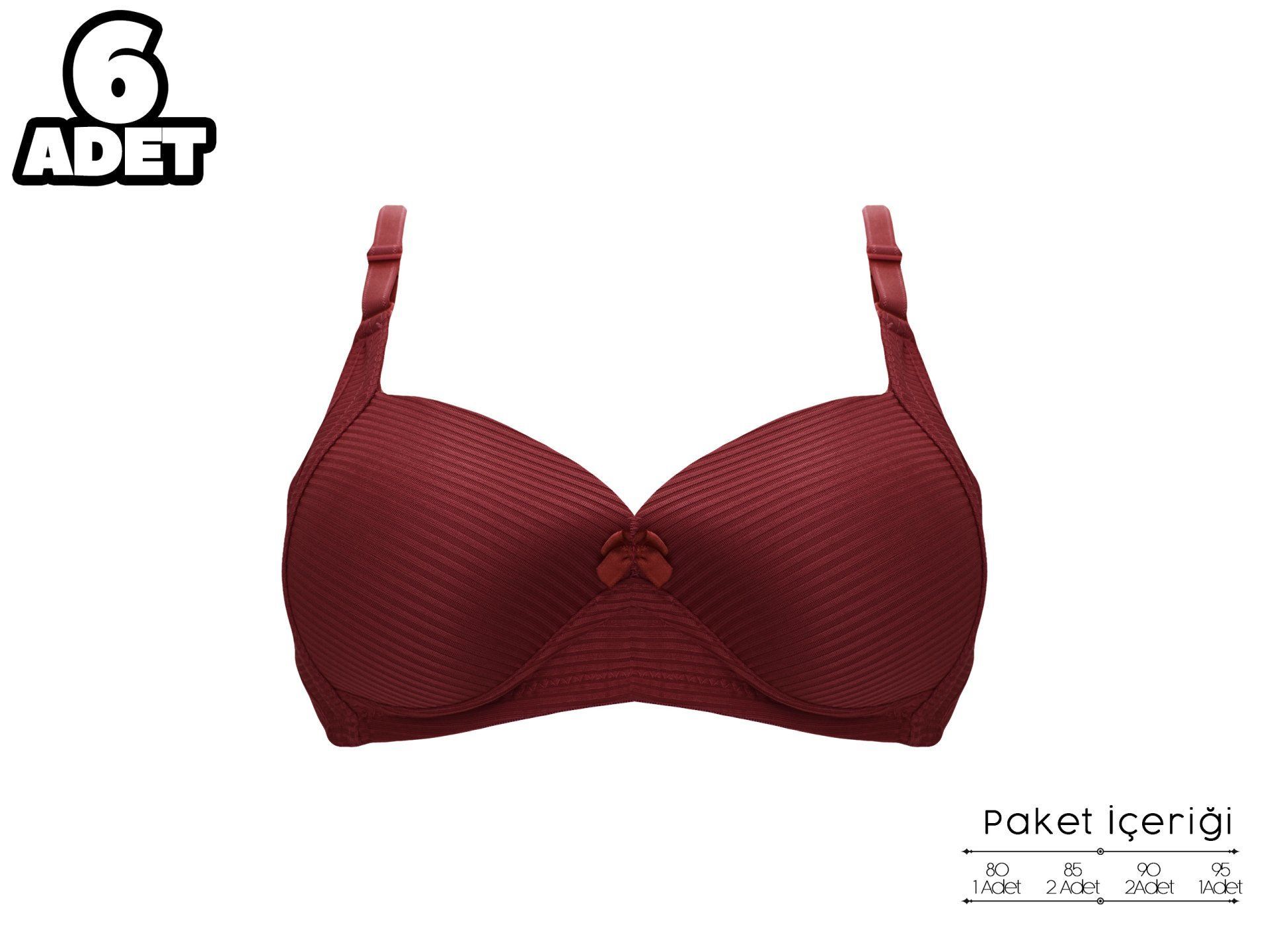 Liza 2150 Gül Kurusu Balensiz Jakarlı B Cup Desteksiz Bayan Sütyen 6'lı