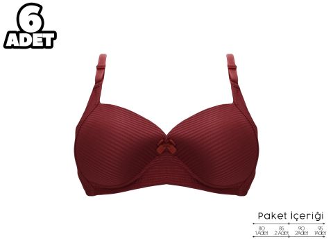 Liza 2150 Gül Kurusu Balensiz Jakarlı B Cup Desteksiz Bayan Sütyen 6'lı