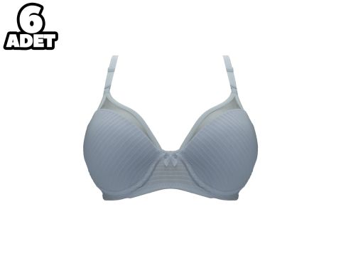 Liza 2250 Beyaz Balenli Desteksiz Yarım Kulaklı Sütyen 6'lı