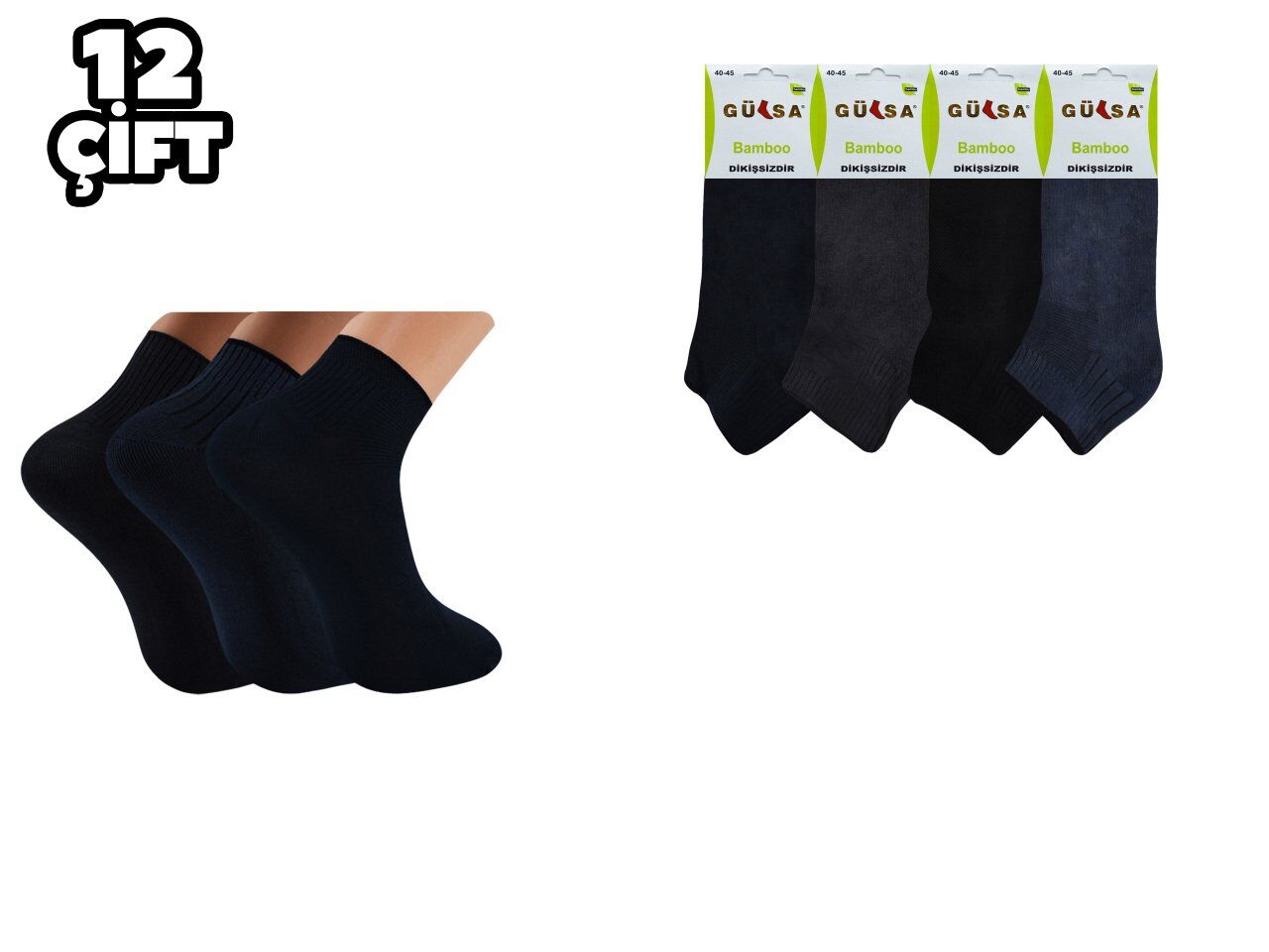 Gülsa Dikişsiz Erkek Bambu Patik 12'li