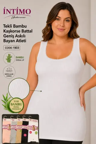 İntimo 1903 Battal Beden Bambu Kaşkorse Bayan Geniş Askılı Atlet 6'lı