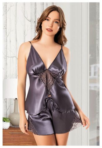 Miss Laris 3116 Bayan Saten Şortlu Takım